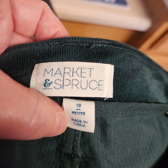 Market & Spruce Dark Green Corduroy Pants Women's Size 10 Petite, EUC - Picture 3 of 5